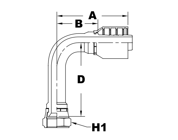 4004l series jb40fs90l series female swivel jic 37 flare 90 elbow long drop diagram