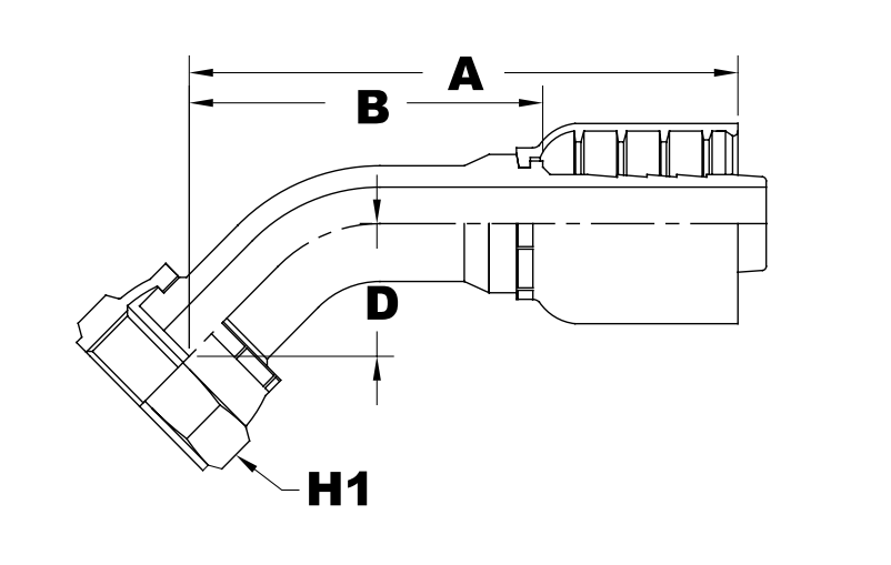 4007 series jb40ofs45 series female o ring face seal 45 elbow diagram