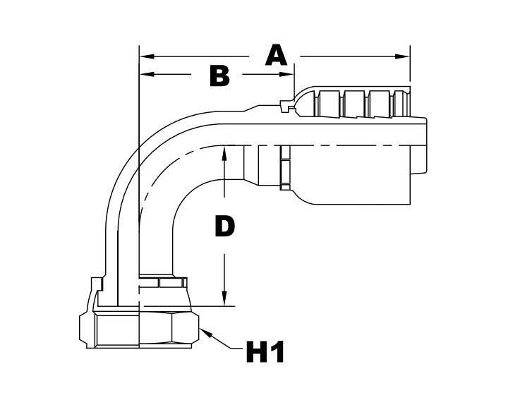 4009 series jb40ofs90 series female o ring face seal 90 elbow diagram
