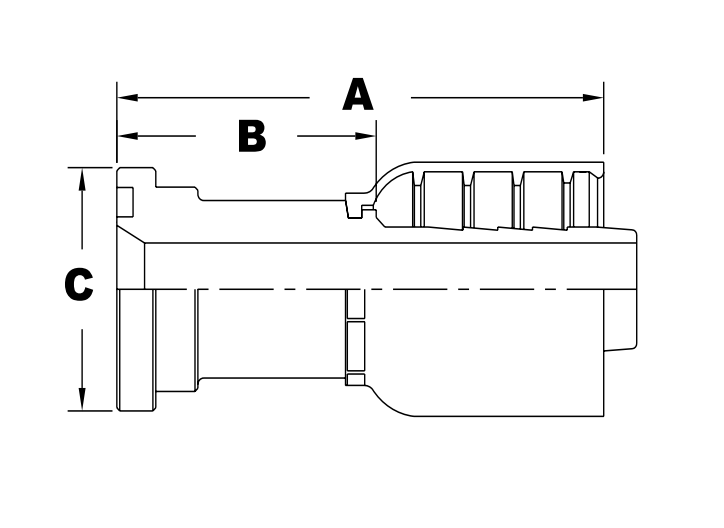 4034 series jb40c61s series sae code 61 flange straight diagram