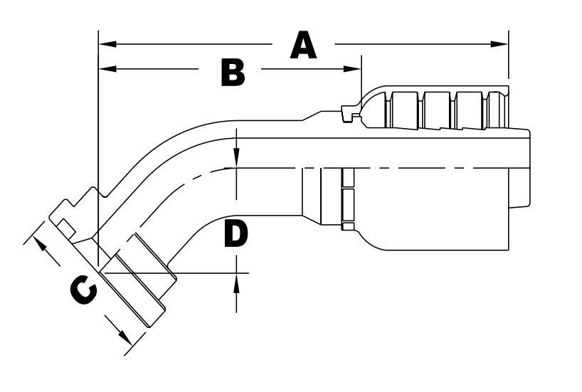 4036 series jb40c6145 series sae code 61 flange 45 elbow diagram