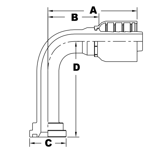 4039l series jb40c6190l series sae code 61 flange 90 elbow long drop diagram
