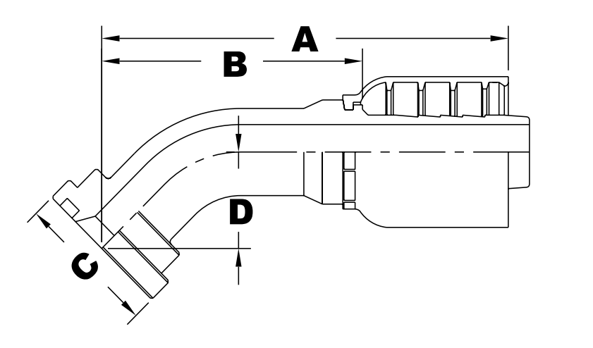 4043 series jb40c6245 series sae code 62 flange 45 elbow diagram