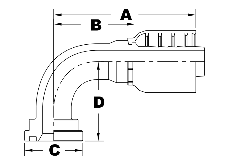 4045 series jb40c6290 series sae code 62 flange 90 elbow diagram