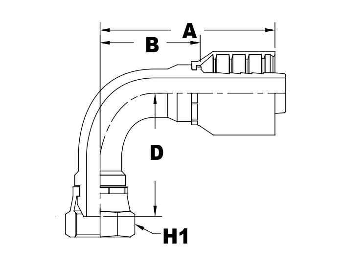 4050 series jb40fsppbsp90 series female swivel bsp parallel pipe 30 cone 90 elbow metric diagram