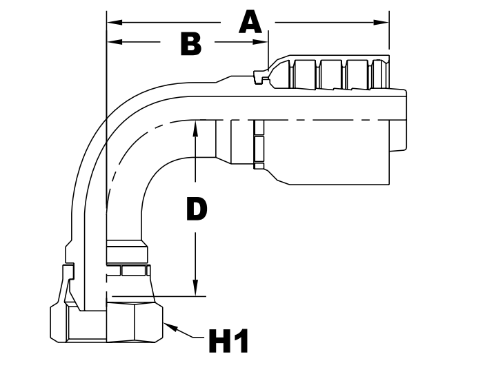 4073 series jb40fsm90 series female swivel 60 cone 90 elbow metric din 3863 diagram