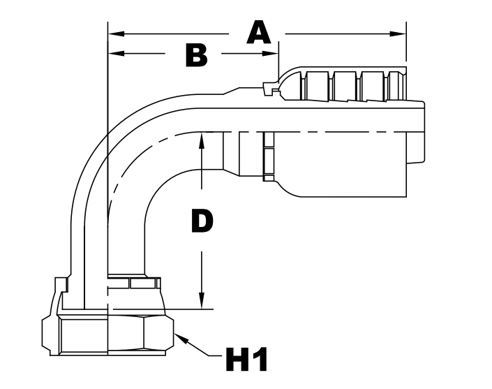 6009 series jb60ofs90 series vedação de face de anel o fêmea diagrama de cotovelo de 90