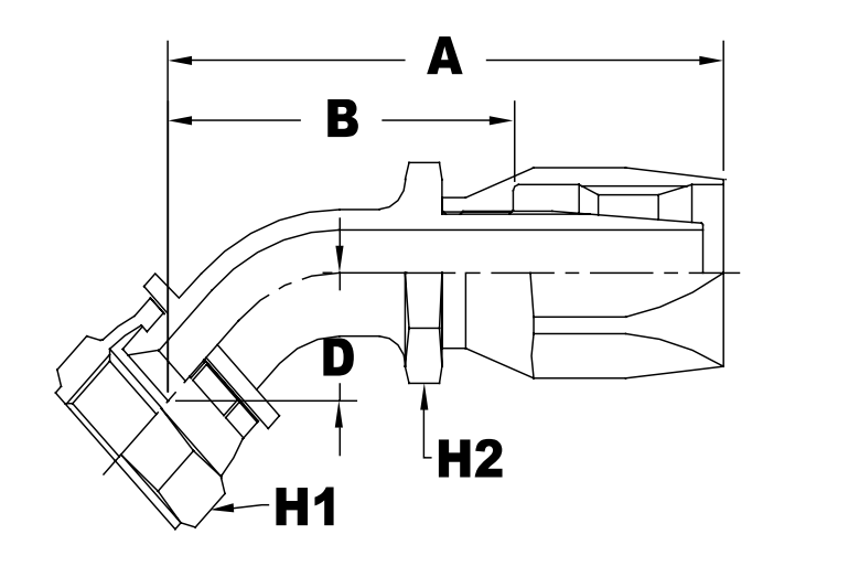 7502 series jfr5fs45 series female swivel jic 37 flare 45 elbow diagram